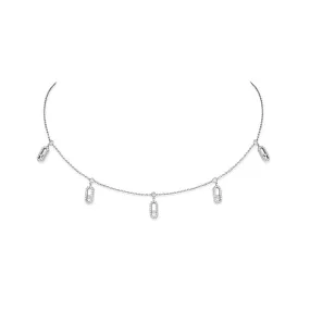 0.61ctw White Gold Diamond Pavé Drop Pendant Choker