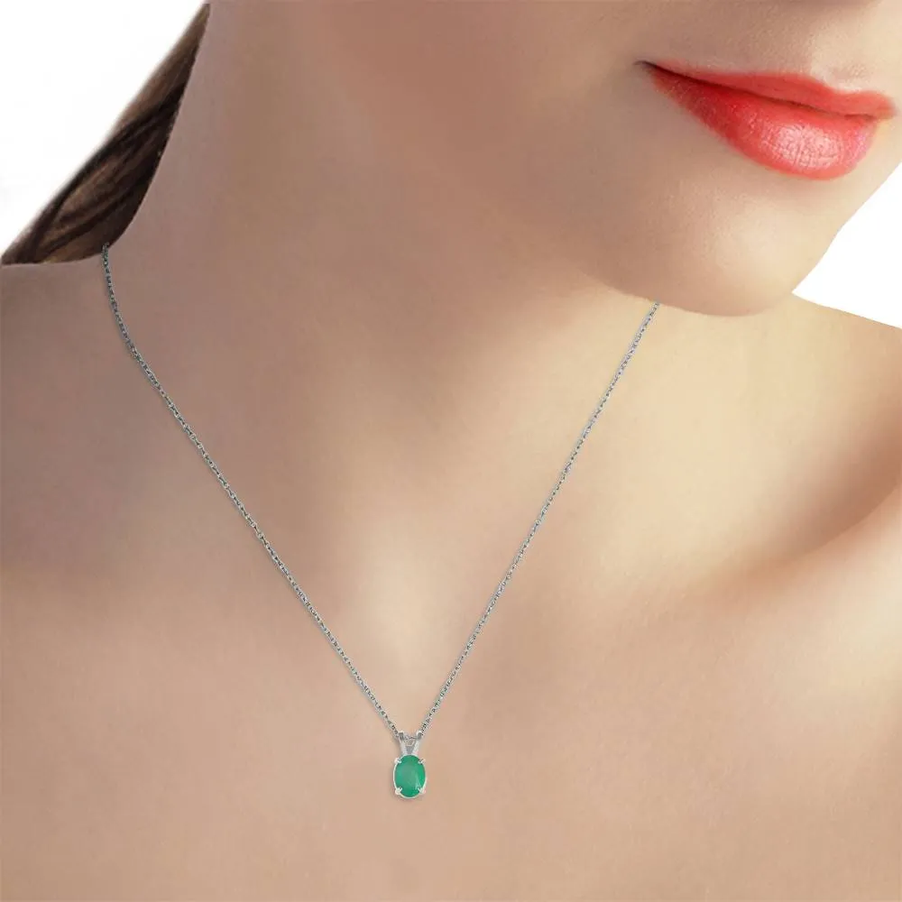 0.75 Carat 14K Solid White Gold Necklace Natural Emerald