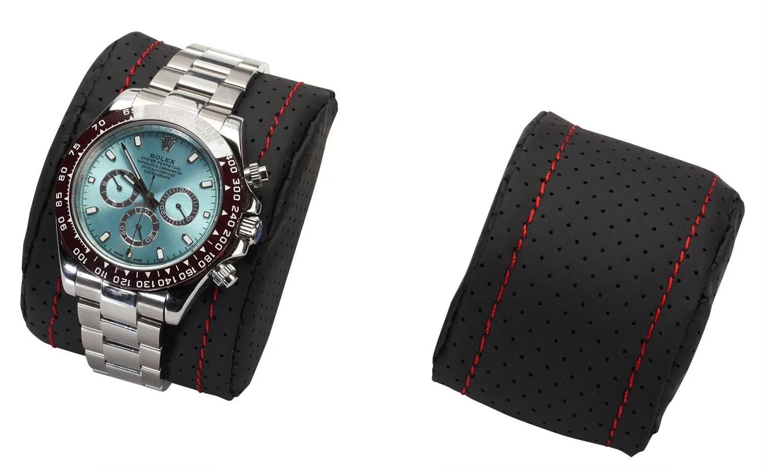 10 Piece Carbon Fiber Watch Box With Red Stitch Trim