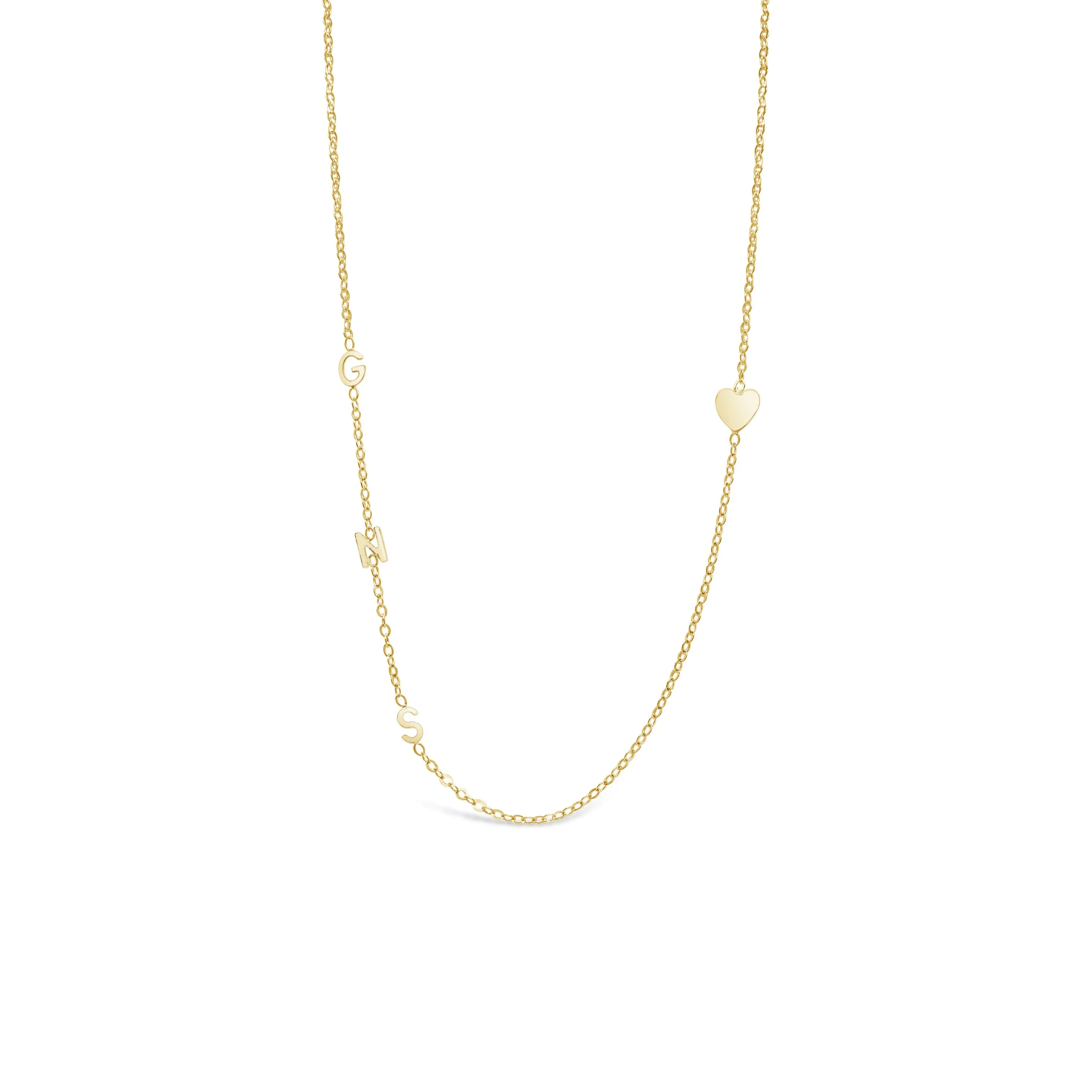 14 Karat Gold Initial and Heart Necklace