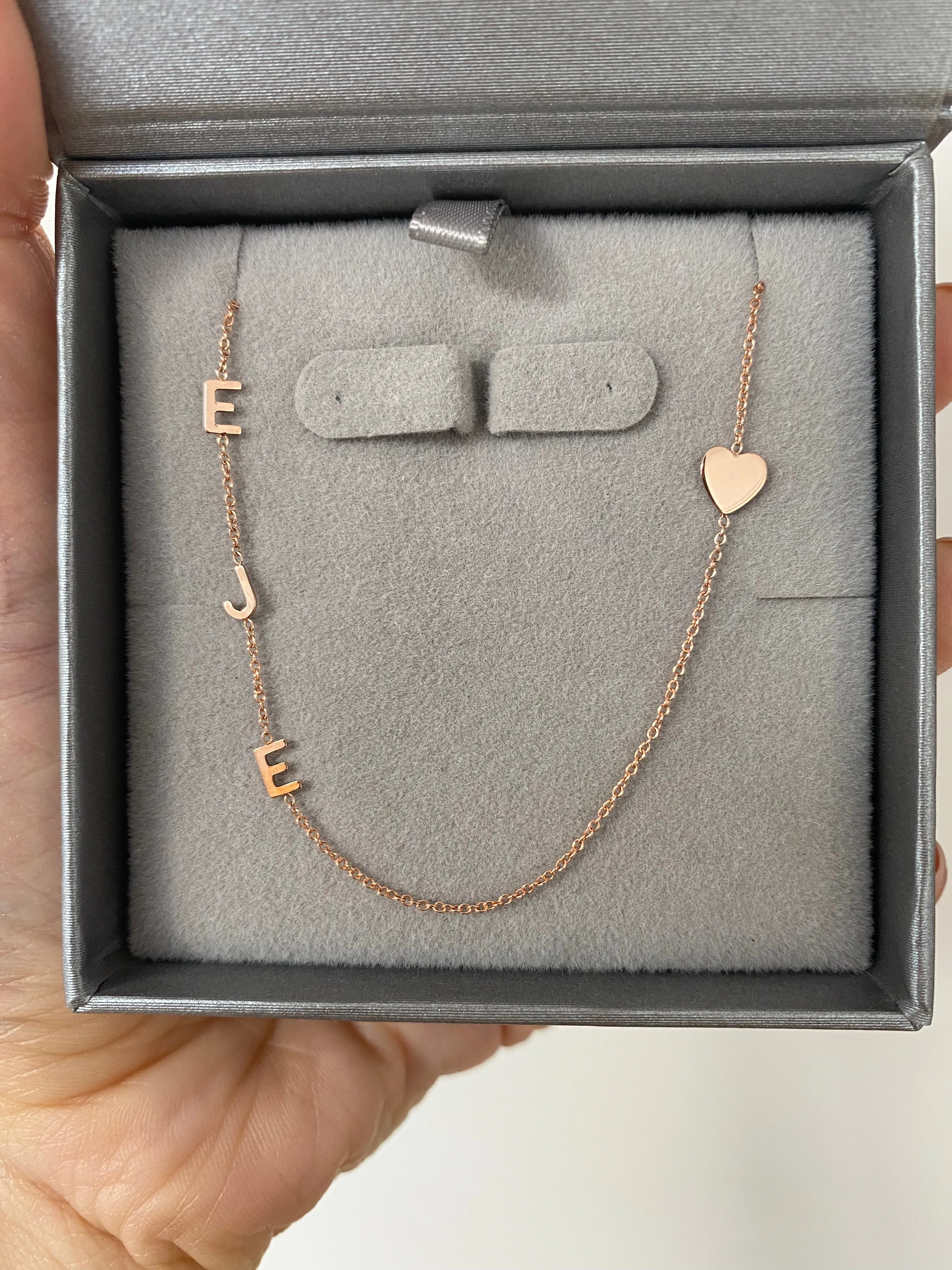 14 Karat Gold Initial and Heart Necklace