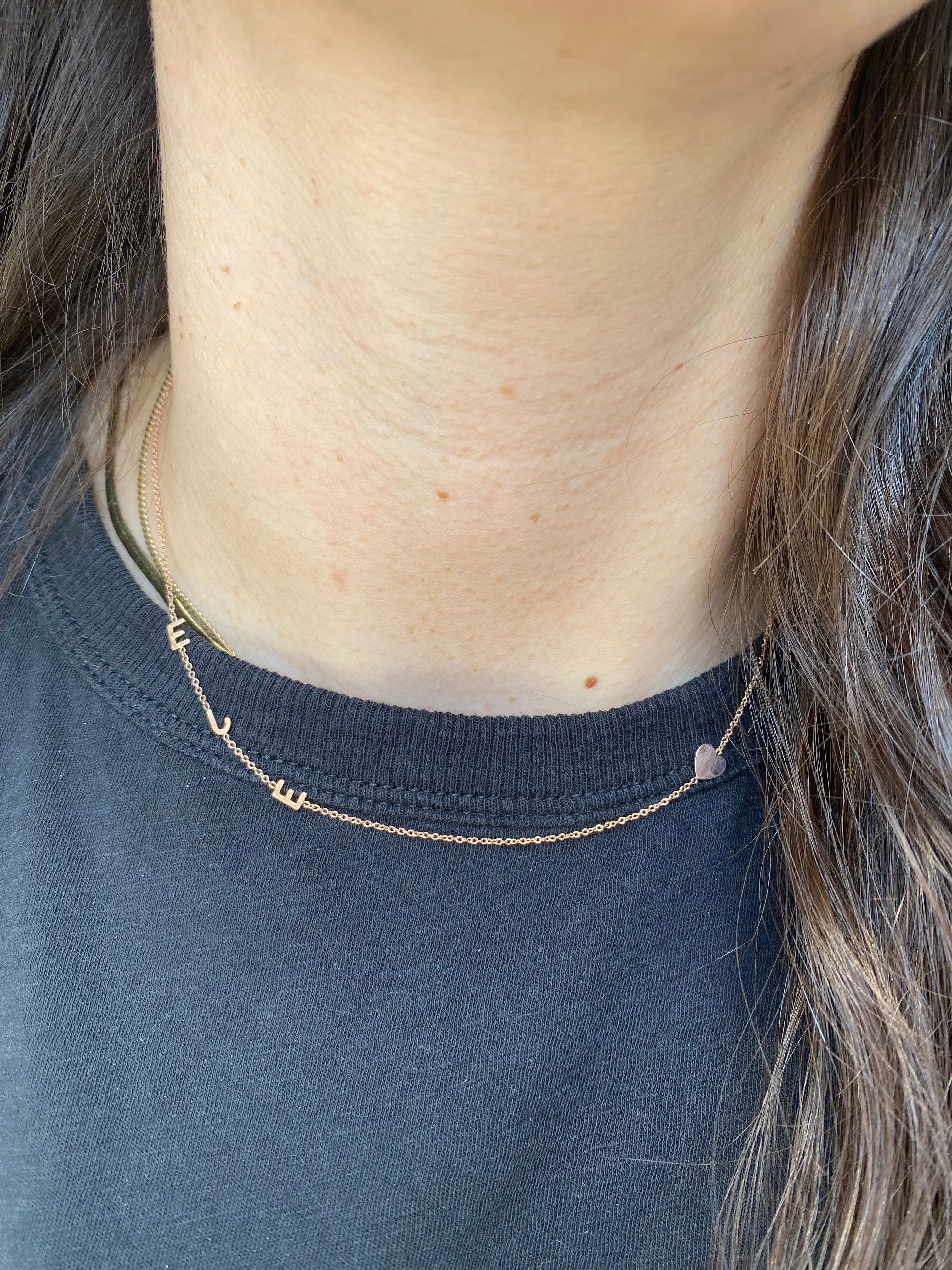 14 Karat Gold Initial and Heart Necklace