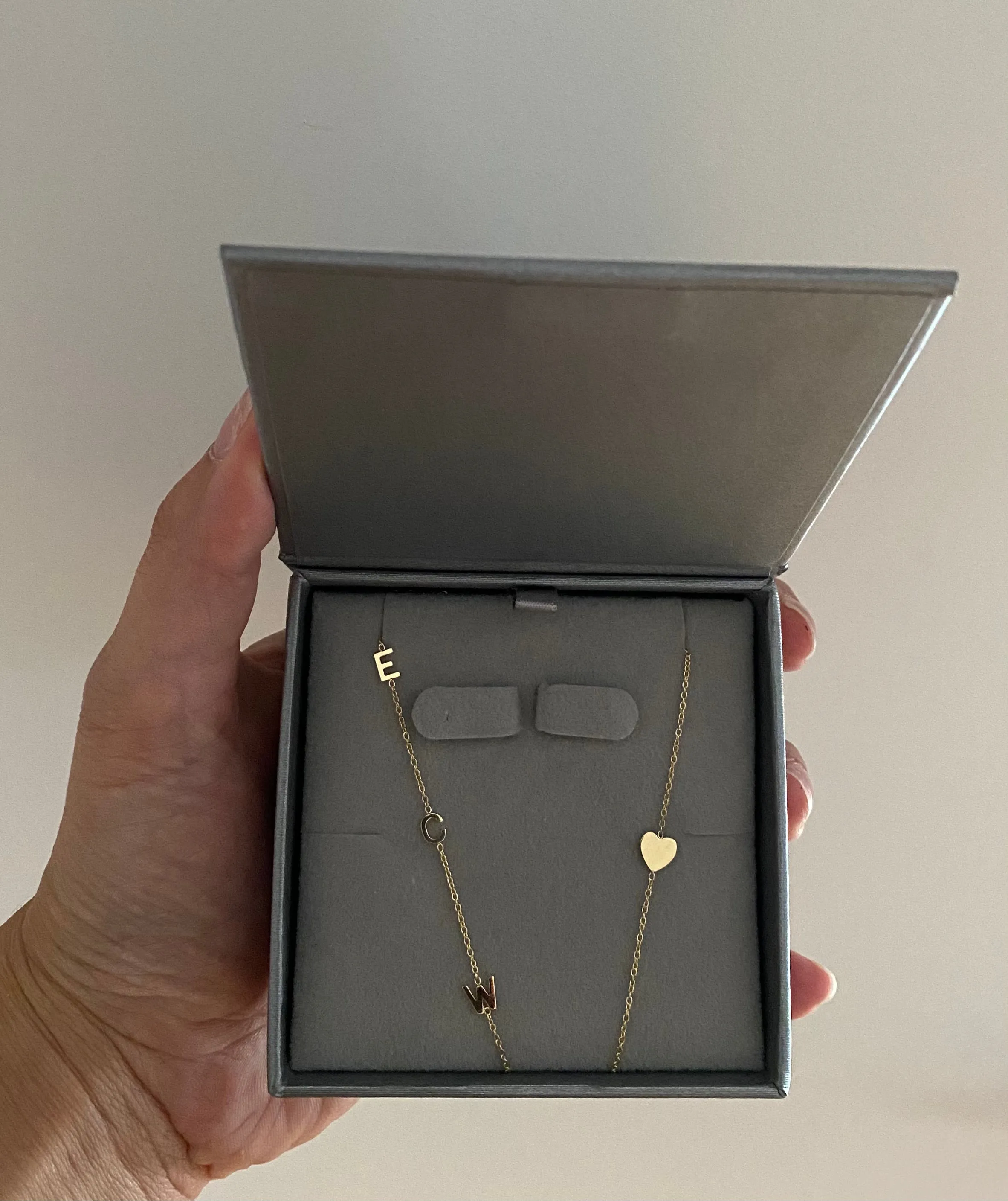 14 Karat Gold Initial and Heart Necklace