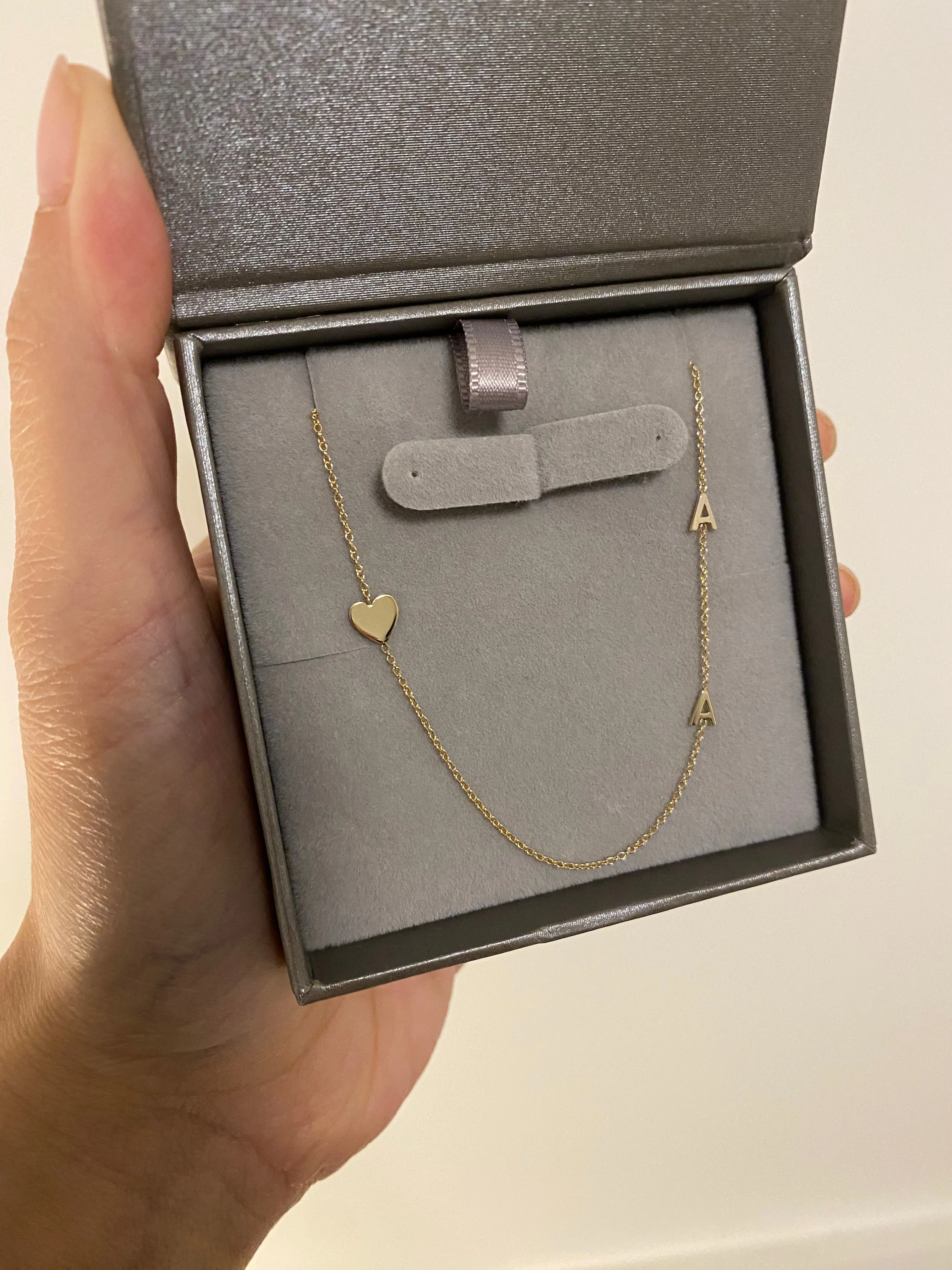 14 Karat Gold Initial and Heart Necklace