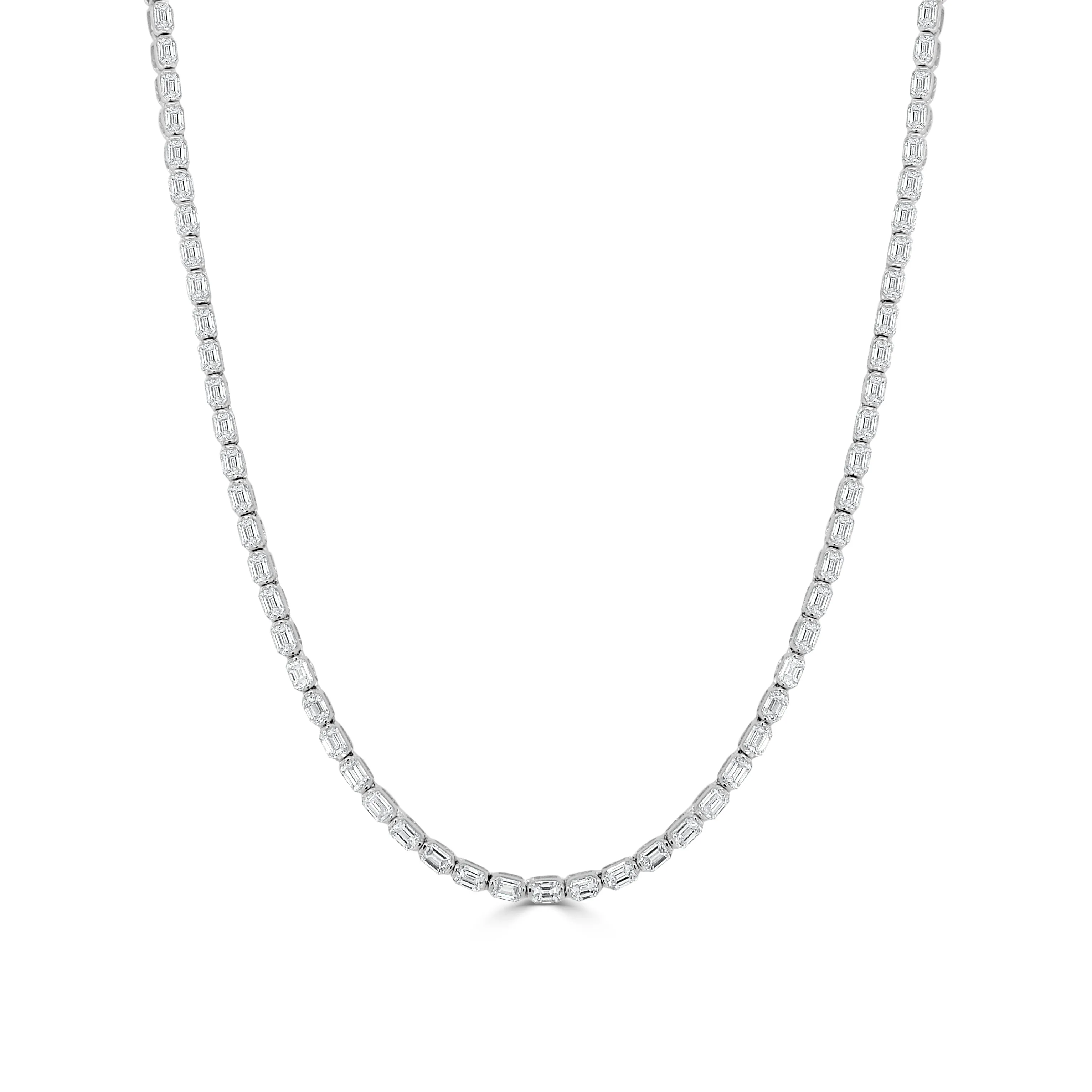 14K Gold & Emerald-Cut Diamond Tennis Necklace - 4.26ct