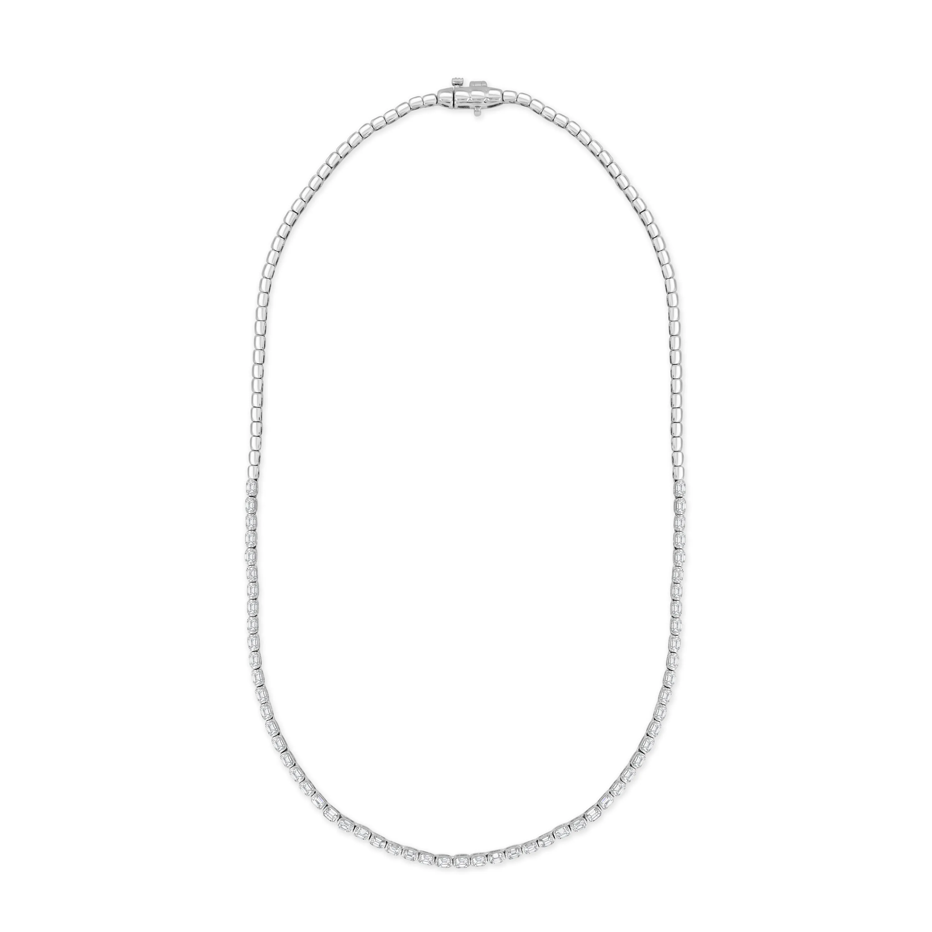 14K Gold & Emerald-Cut Diamond Tennis Necklace - 4.26ct