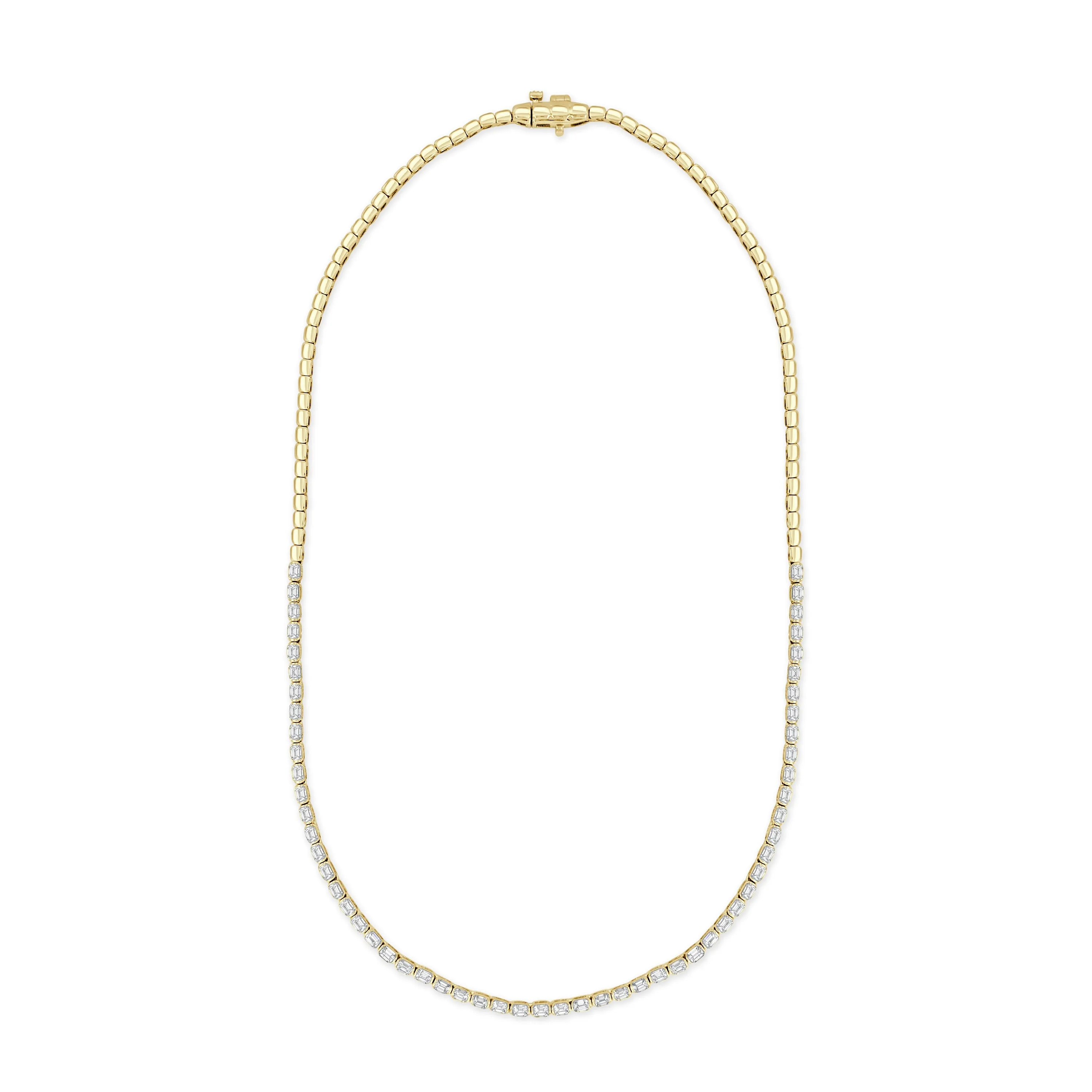 14K Gold & Emerald-Cut Diamond Tennis Necklace - 4.26ct