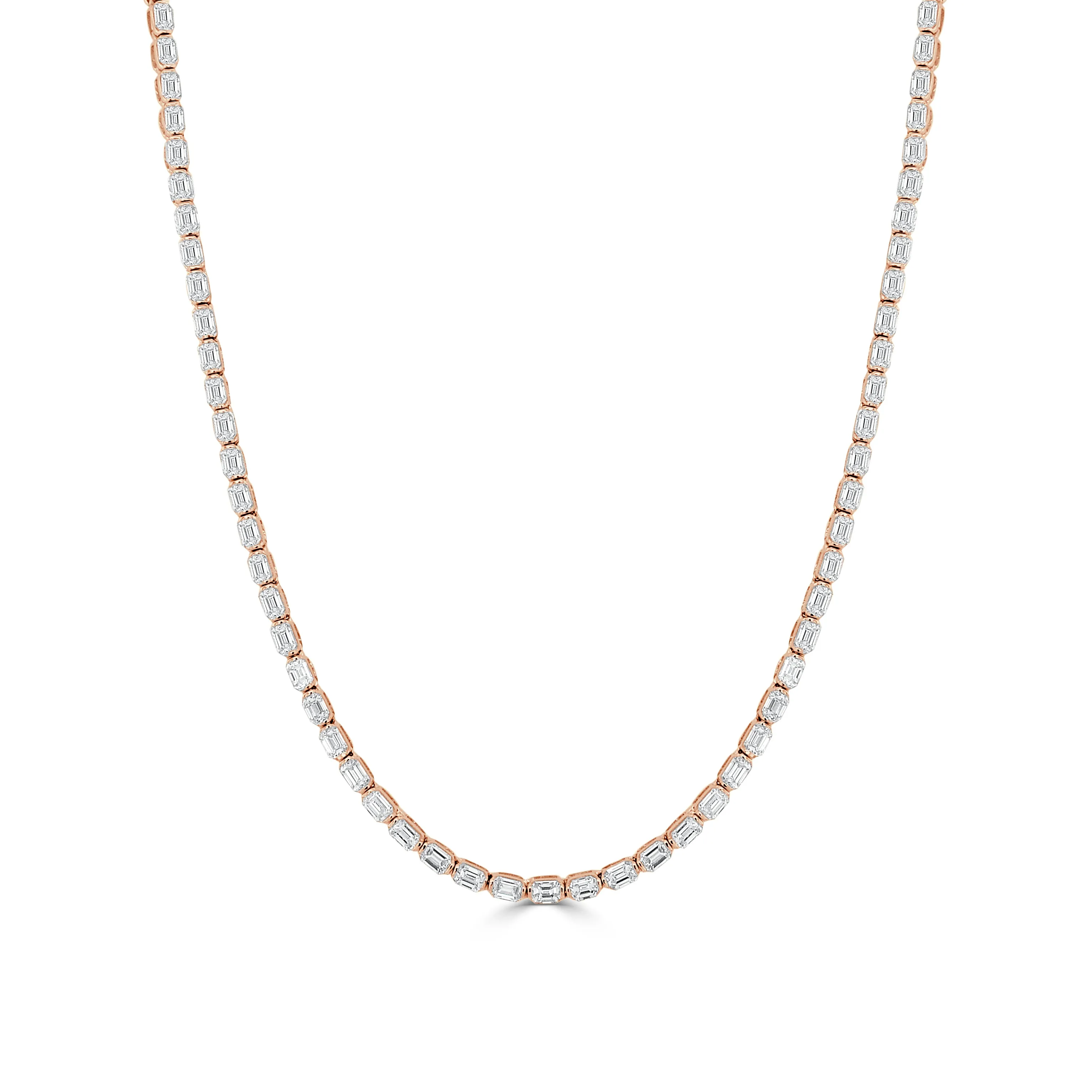 14K Gold & Emerald-Cut Diamond Tennis Necklace - 4.26ct
