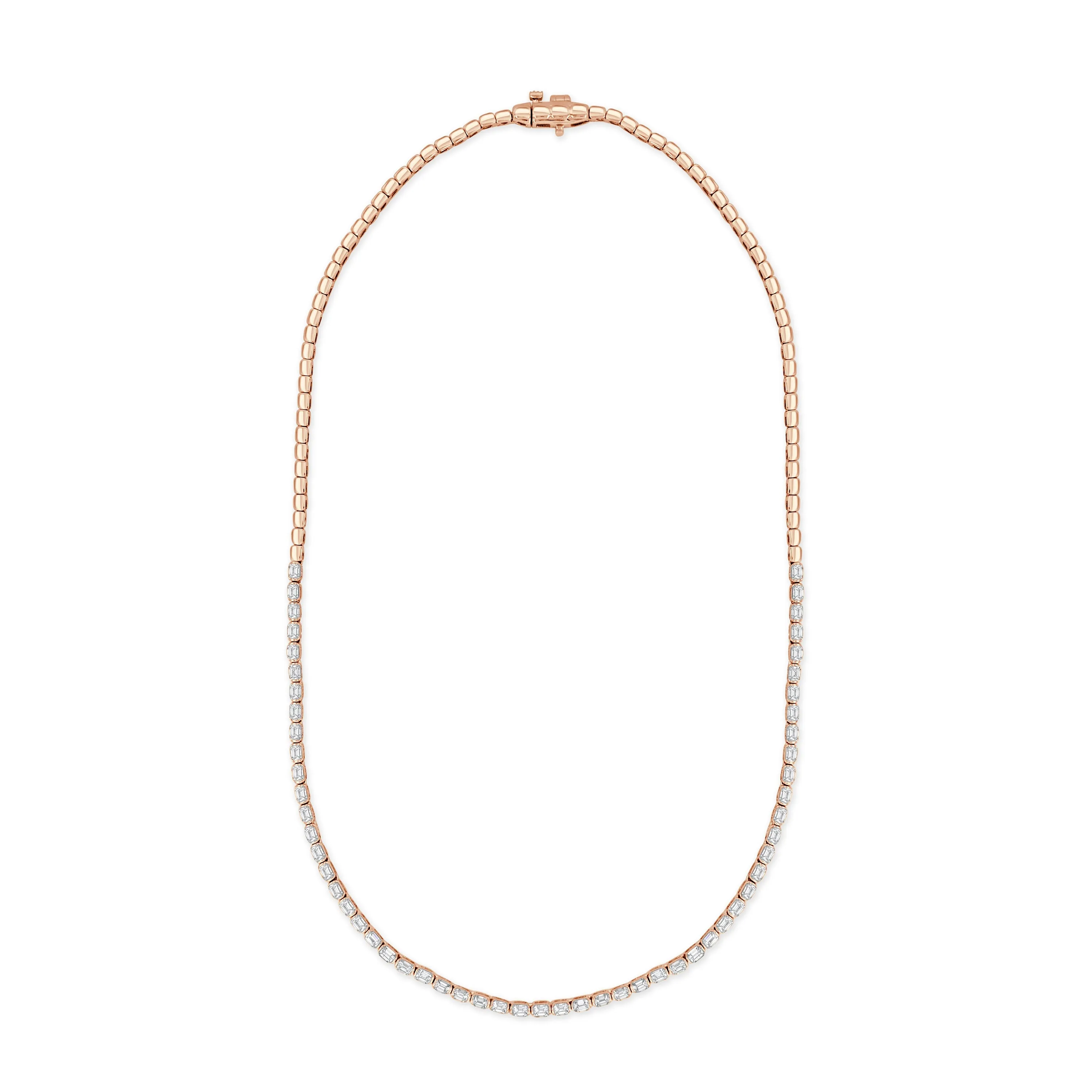 14K Gold & Emerald-Cut Diamond Tennis Necklace - 4.26ct