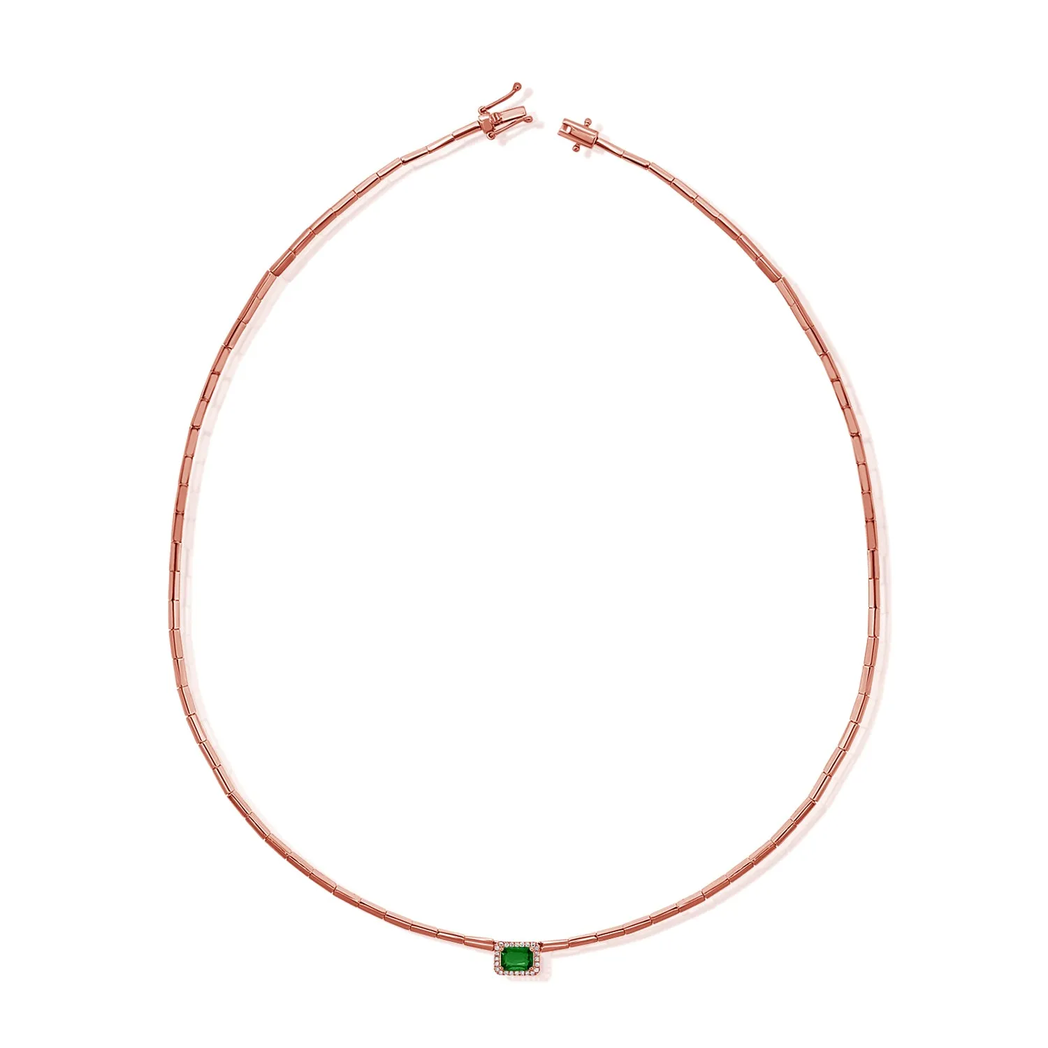 14K Gold Emerald & Diamond Necklace