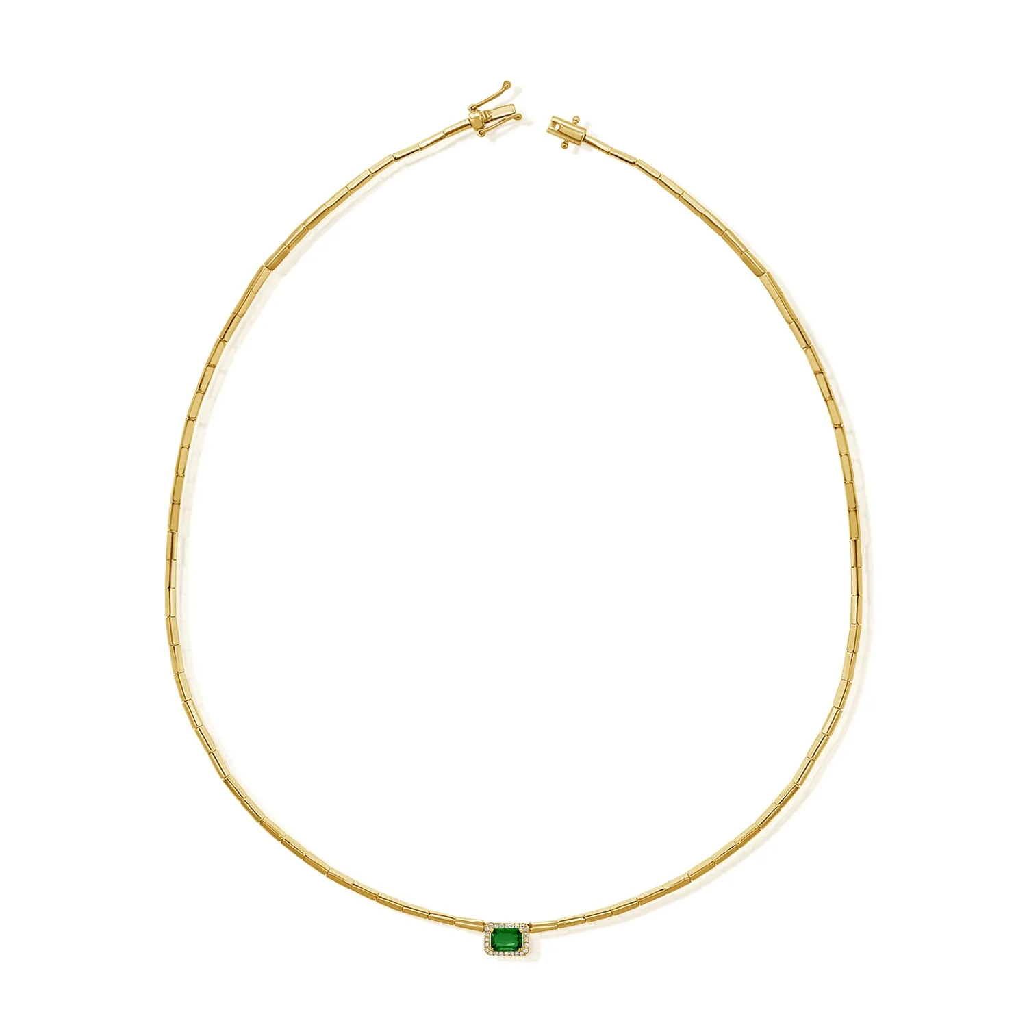 14K Gold Emerald & Diamond Necklace