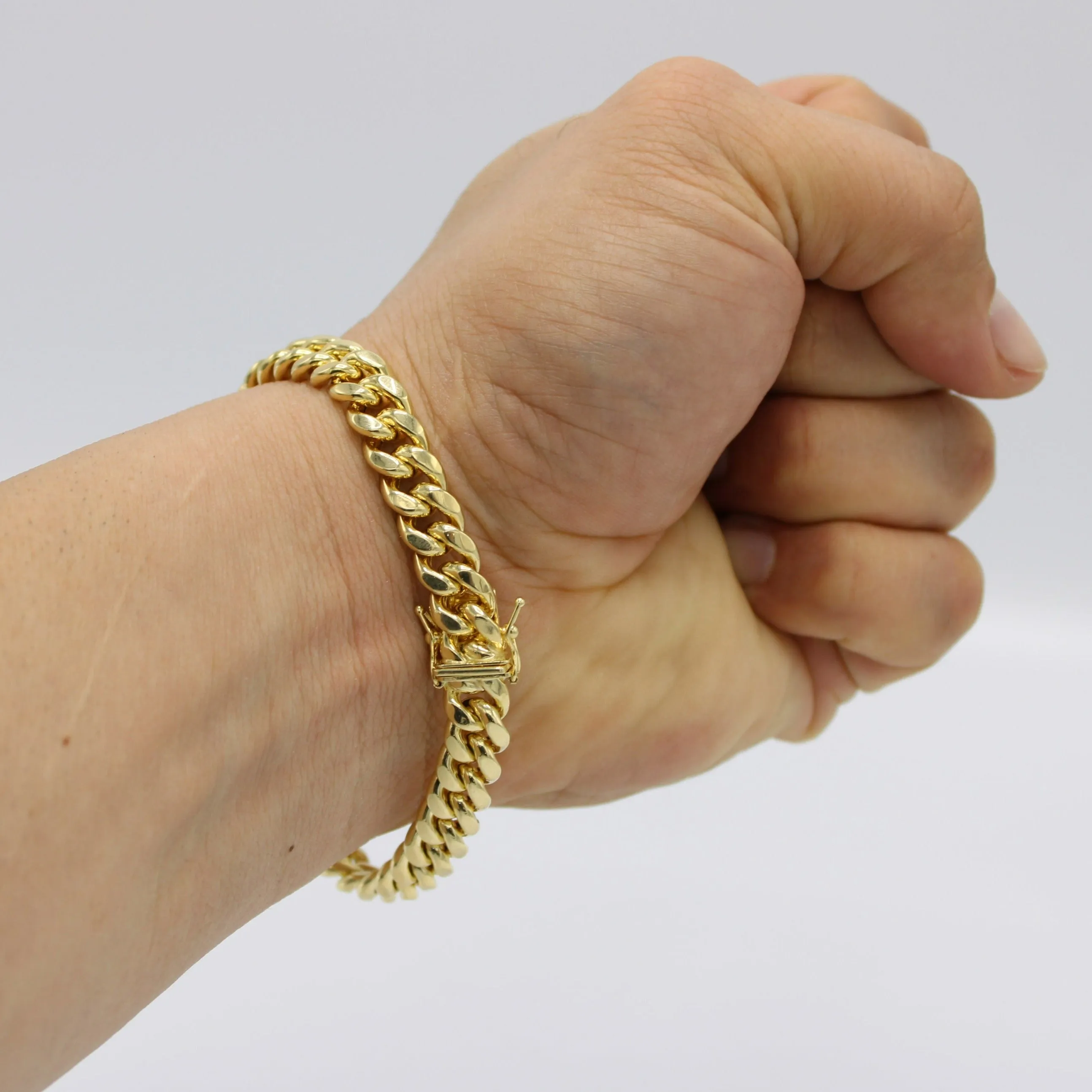 14K Semi-Solid Miami Cuban Bracelet  \\ 8.6 mm \\