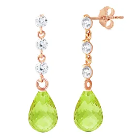 14K Solid Rose Gold Diamond & Peridot Genuine Earrings