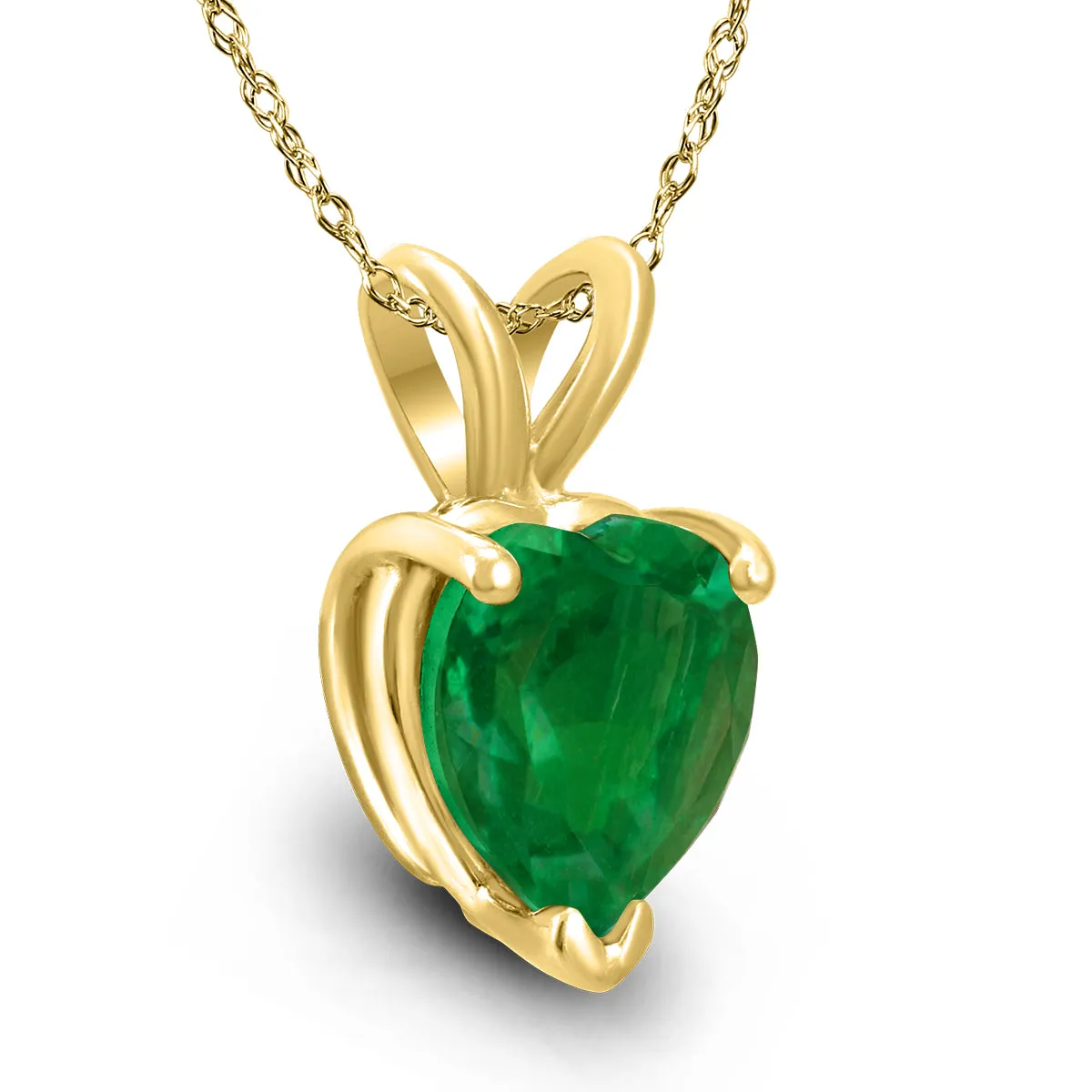 14K Yellow Gold 5MM Heart Emerald Pendant
