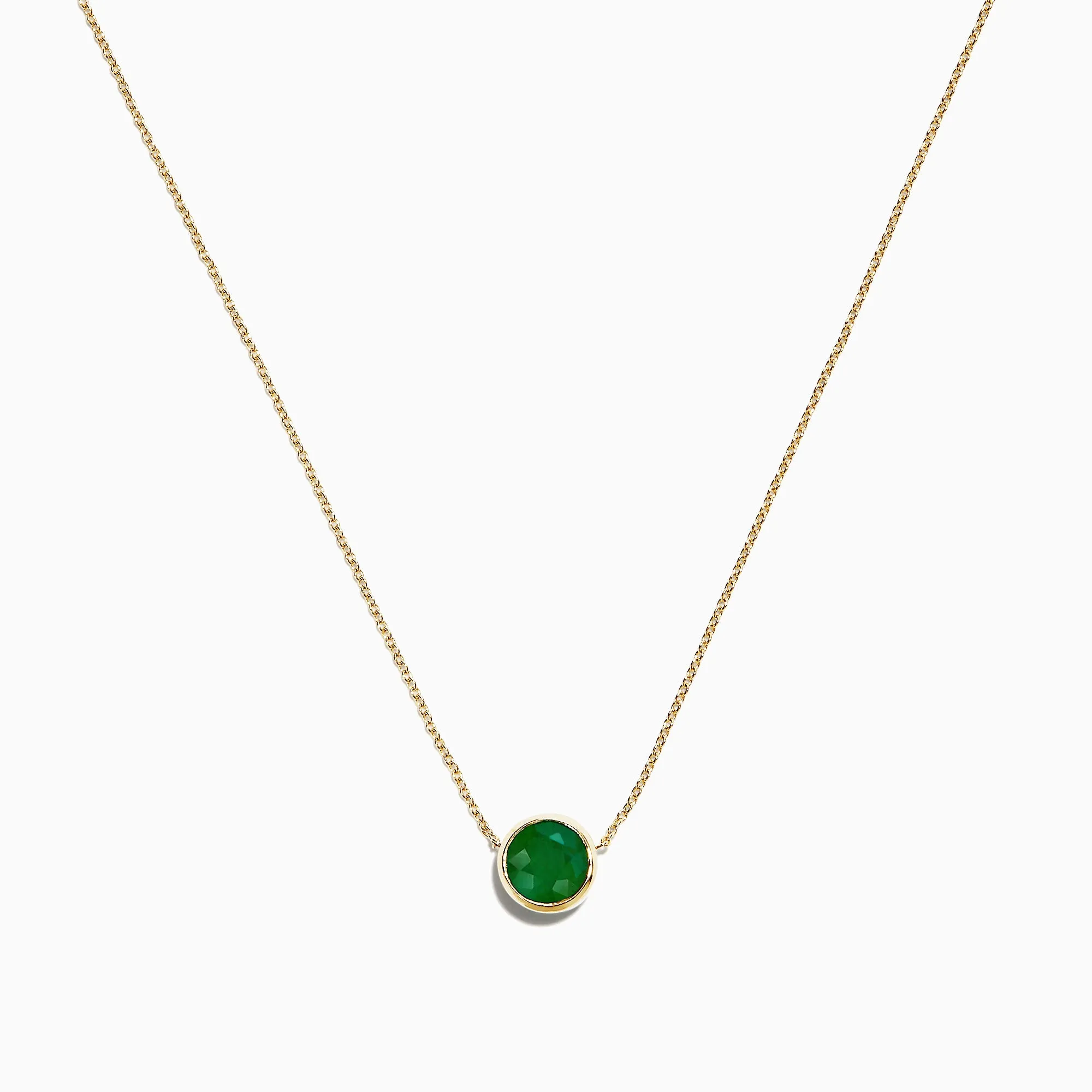 14K Yellow Gold Emerald Necklace, 0.81 TCW