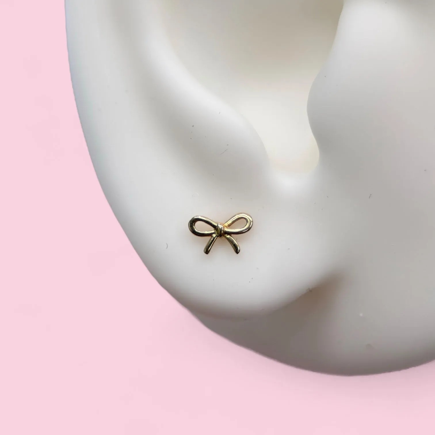 14K Yellow Gold Tiny Bow Screwback Earrings