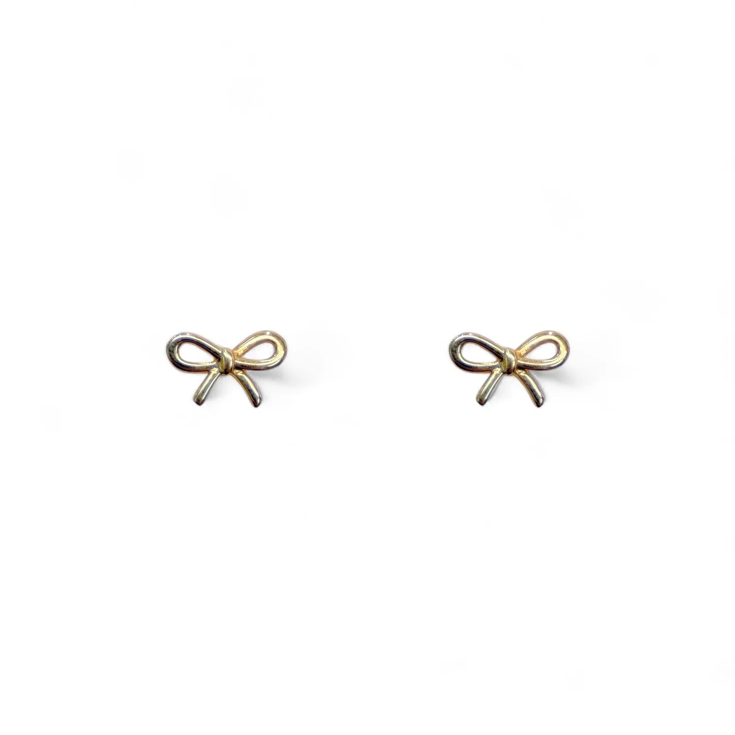 14K Yellow Gold Tiny Bow Screwback Earrings