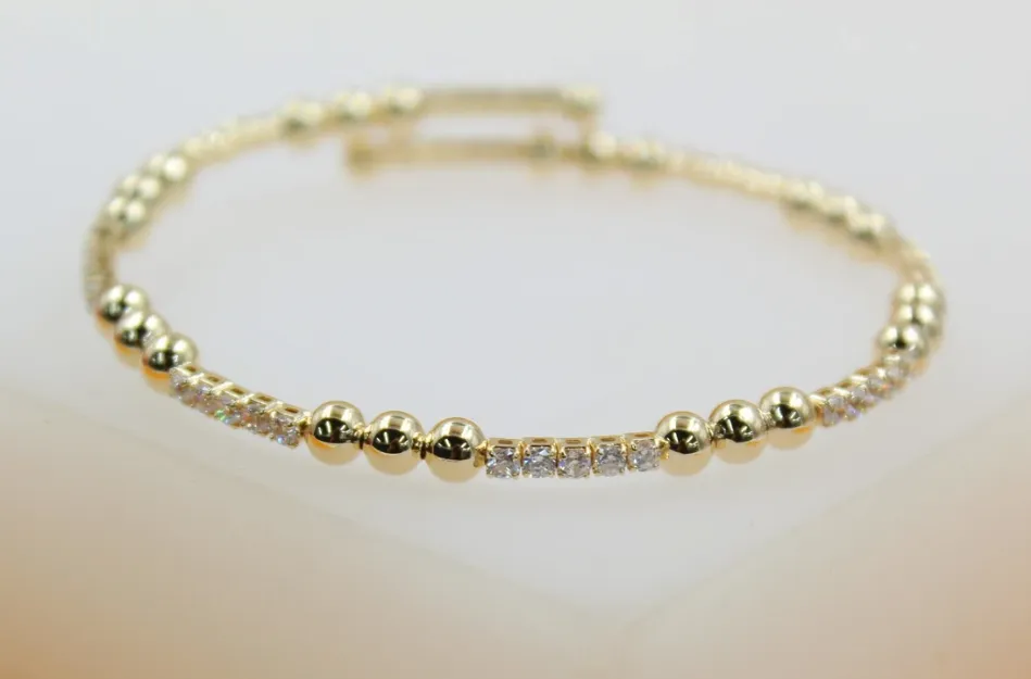 18K Gold Filled CZ Beaded Bracelet (B59)