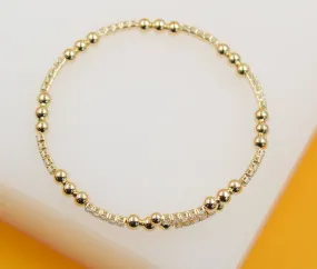 18K Gold Filled CZ Beaded Bracelet (B59)