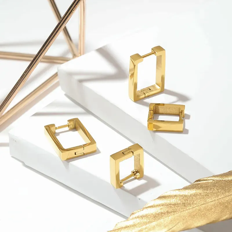 18K Gold-Filled Rectangle Hoop Earrings