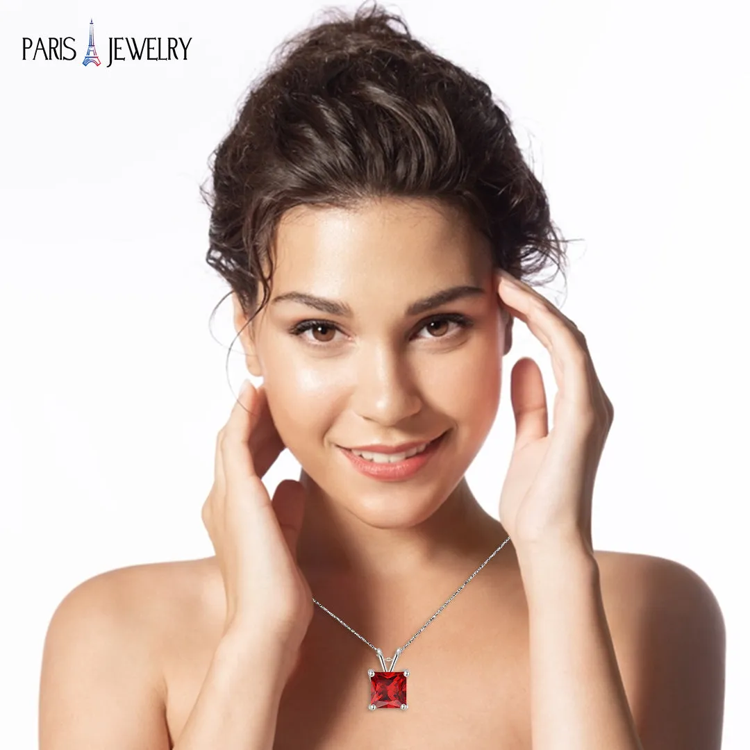 18K White Gold 2 Carat Created Ruby Princess Stud Necklace Plated 18 inch