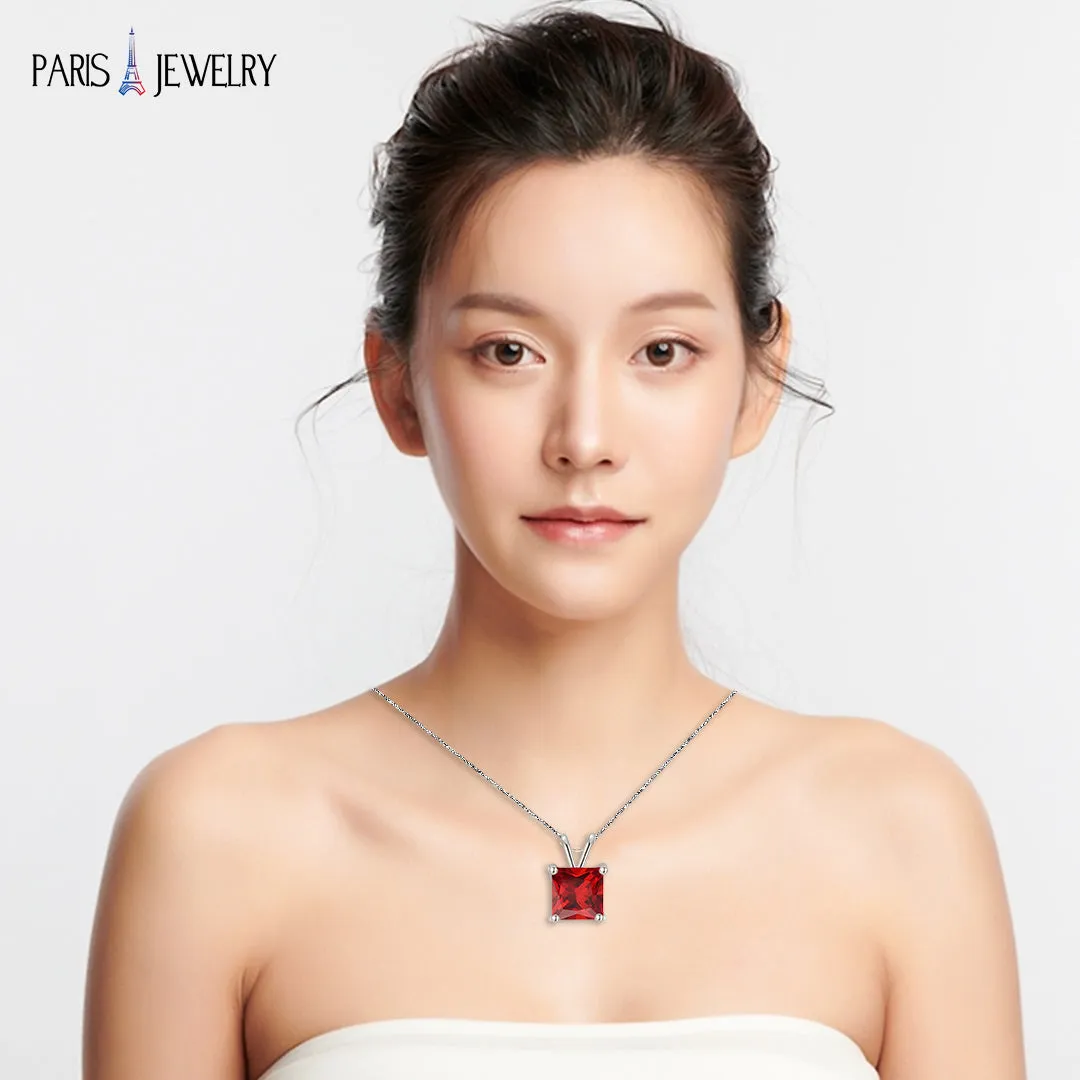 18K White Gold 2 Carat Created Ruby Princess Stud Necklace Plated 18 inch