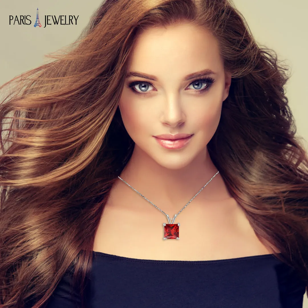 18K White Gold 2 Carat Created Ruby Princess Stud Necklace Plated 18 inch