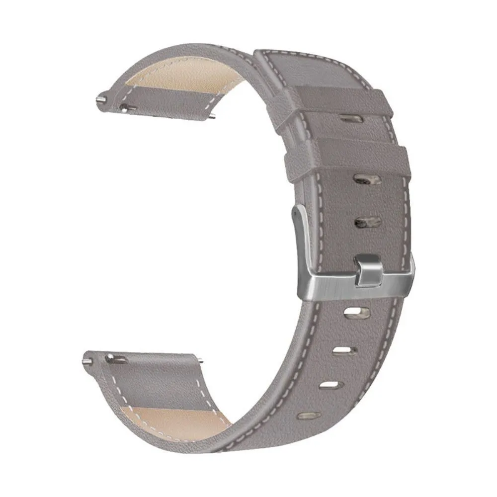 22mm Universal solid color leather watch strap - Grey