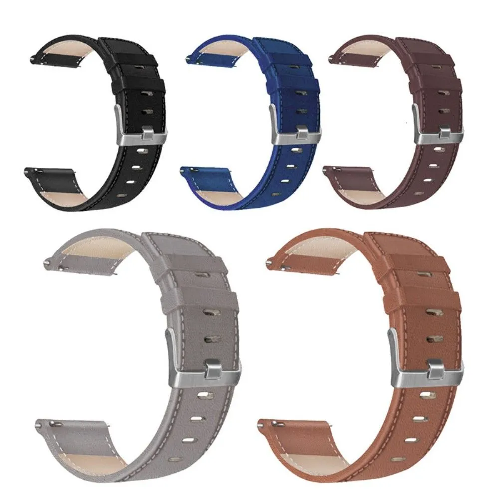 22mm Universal solid color leather watch strap - Grey