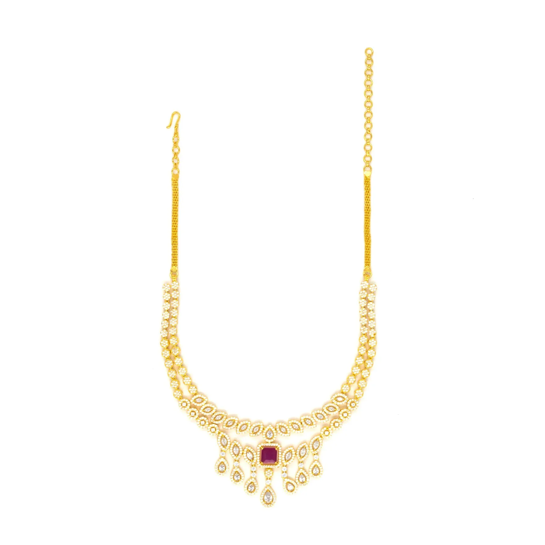 24ct Gold Plated Stone Necklace with stud  PMSNS3WR-0021, PMSHST4WR-082