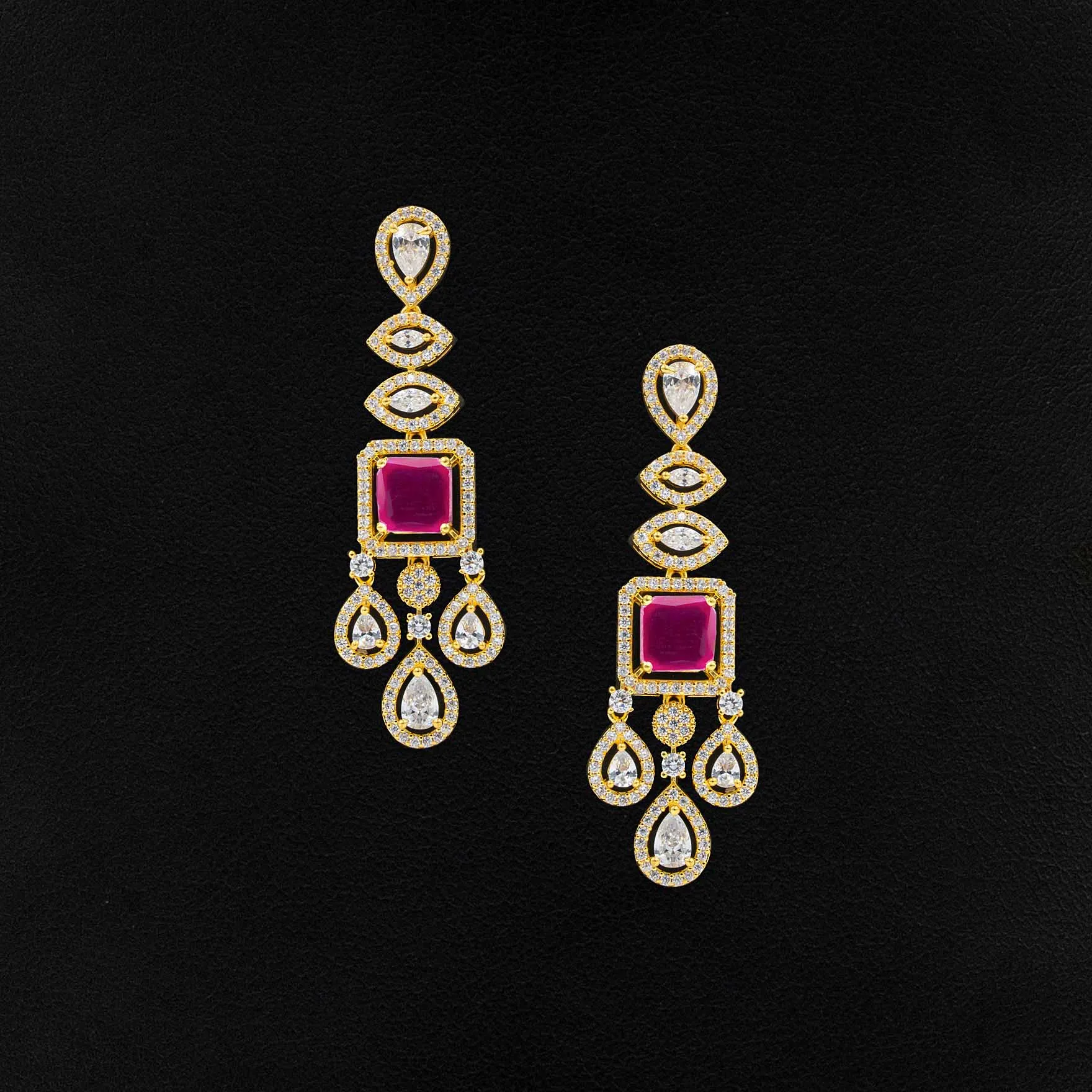 24ct Gold Plated Stone Necklace with stud  PMSNS3WR-0021, PMSHST4WR-082
