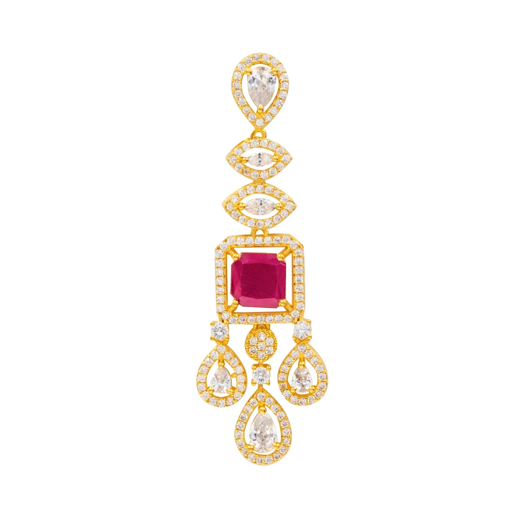 24ct Gold Plated Stone Necklace with stud  PMSNS3WR-0021, PMSHST4WR-082