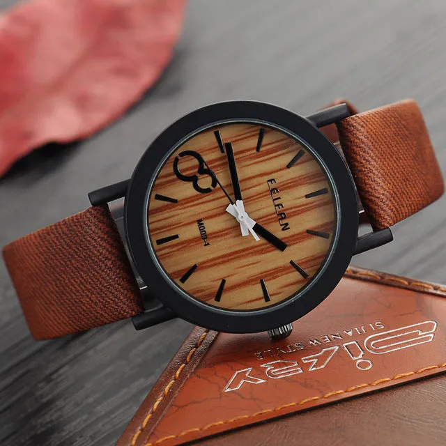 6 Colors Luxury Fashion Quartz Watches Men's Casual Wooden Color Leather Strap Watches Male Wood Wristwatch Relogio Masculino