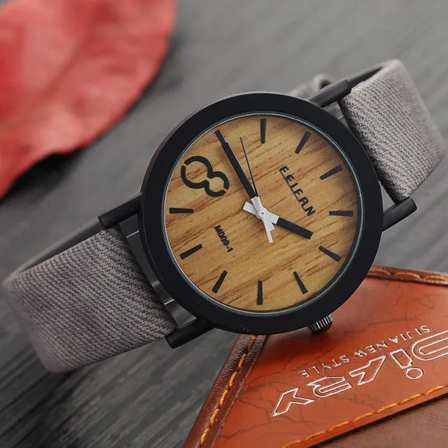 6 Colors Luxury Fashion Quartz Watches Men's Casual Wooden Color Leather Strap Watches Male Wood Wristwatch Relogio Masculino
