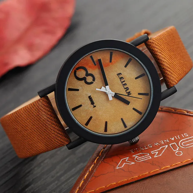 6 Colors Luxury Fashion Quartz Watches Men's Casual Wooden Color Leather Strap Watches Male Wood Wristwatch Relogio Masculino