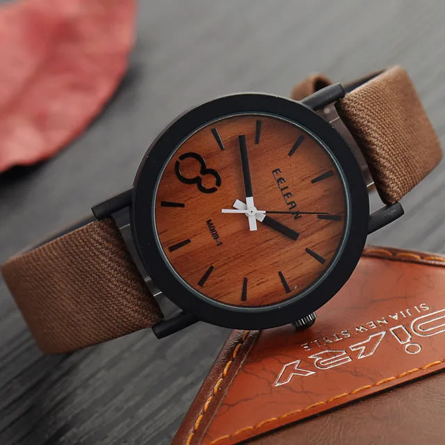 6 Colors Luxury Fashion Quartz Watches Men's Casual Wooden Color Leather Strap Watches Male Wood Wristwatch Relogio Masculino