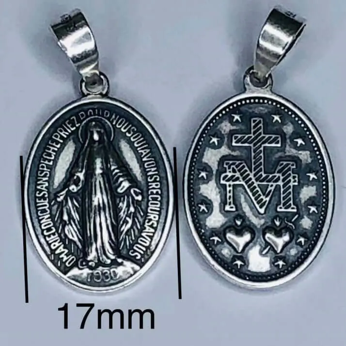 999 Fine Silver Oval Virgin Mary Pendant Virgencita Necklace