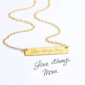 Actual Handwriting Bar Necklace
