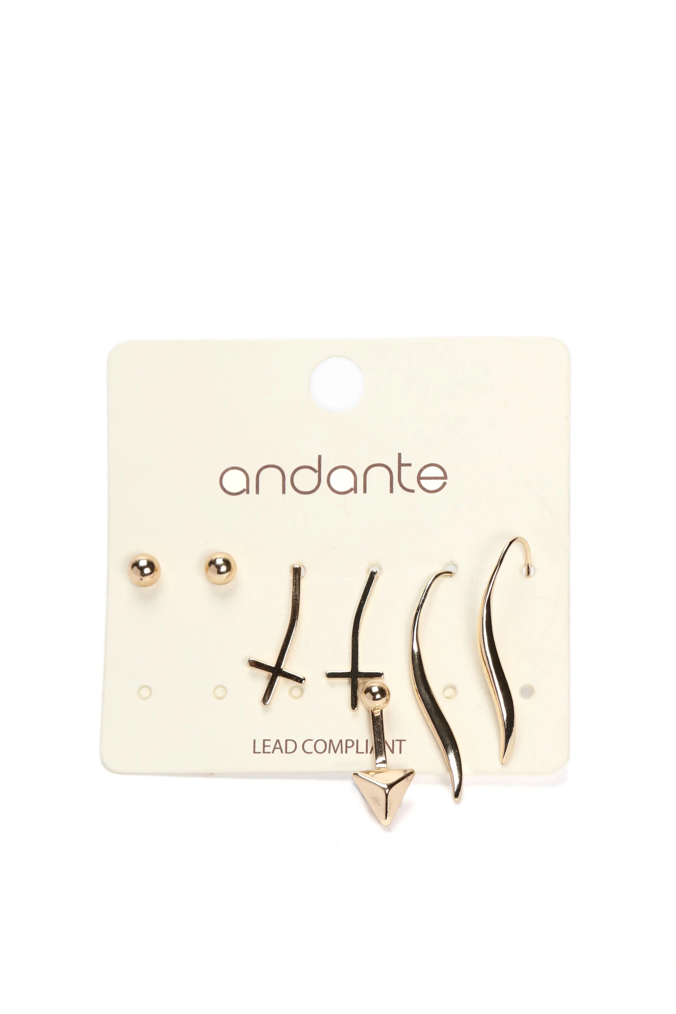 All That Edge Earring Set - Gold