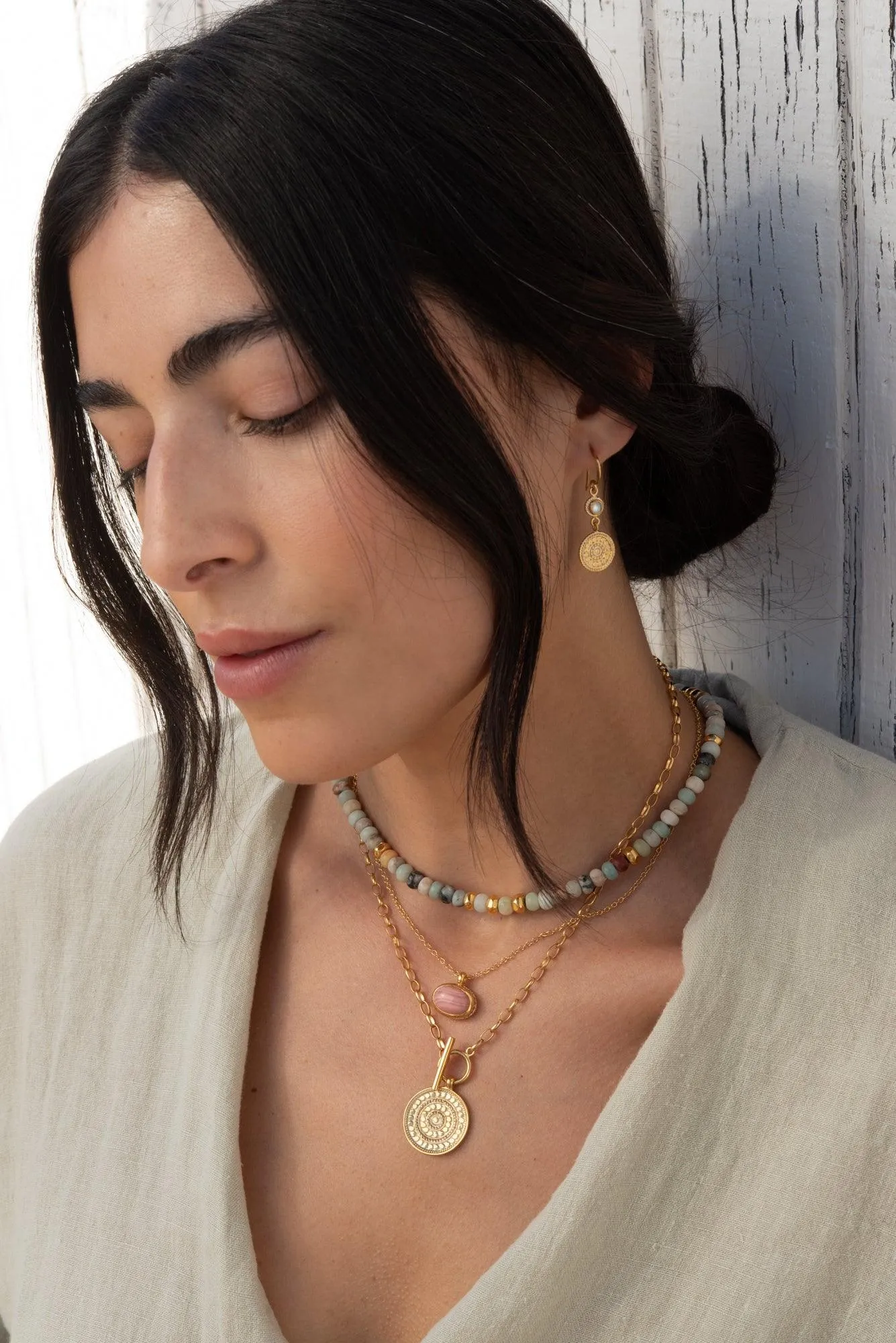 Anna Beck Mother of Pearl Disc Drop Earrings