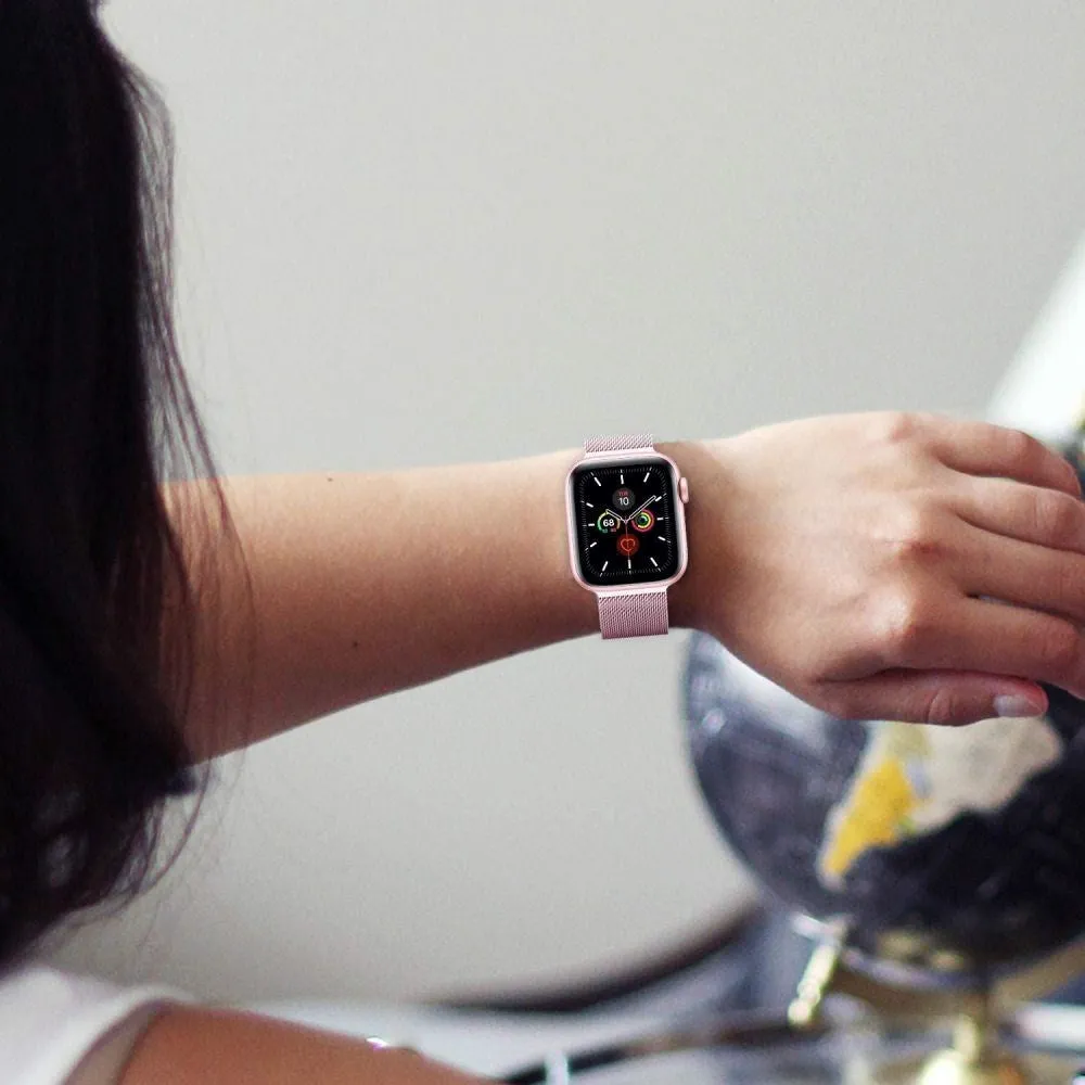 Apple Watch (38/40/SE/41/42mm) Tech-Protect Milanese Rustfri Stål Rem - Rose Gold