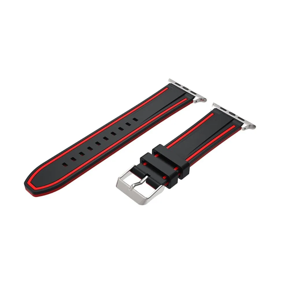 Apple Watch 44mm dual color silicone watch strap - Black / Red