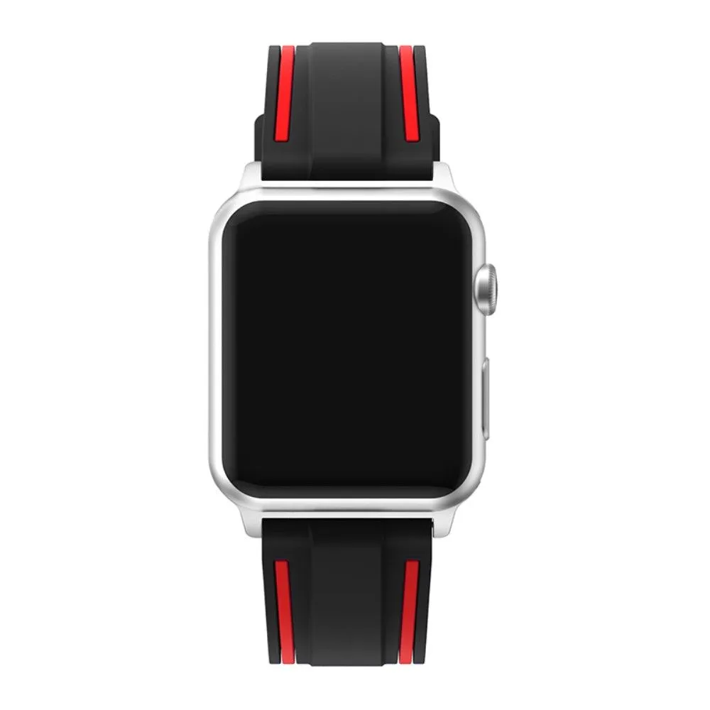 Apple Watch 44mm dual color silicone watch strap - Black / Red