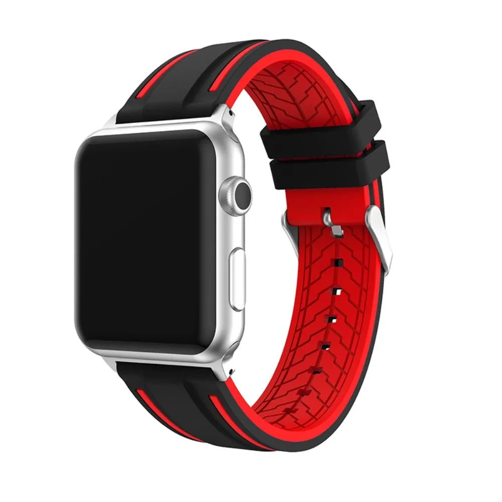 Apple Watch 44mm dual color silicone watch strap - Black / Red