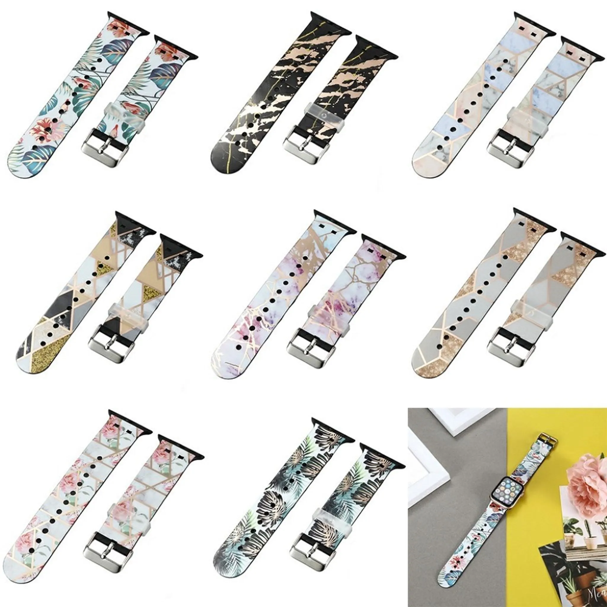 Apple Watch 44mm stylish pattern TPU watch strap - Wood Pattern