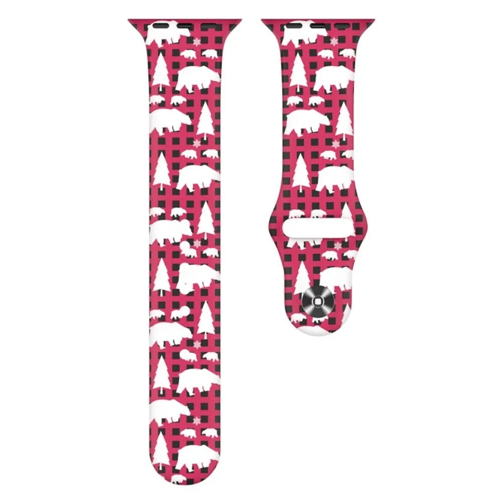 Apple Watch (45mm) christmas pattern silicone watch strap - Polar Bear / Size: L