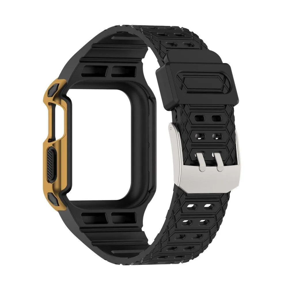 Apple Watch (45mm) color contrast watch strap    protective case - Black / Gold
