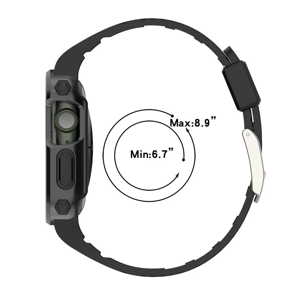 Apple Watch (45mm) color contrast watch strap    protective case - Black / Gold