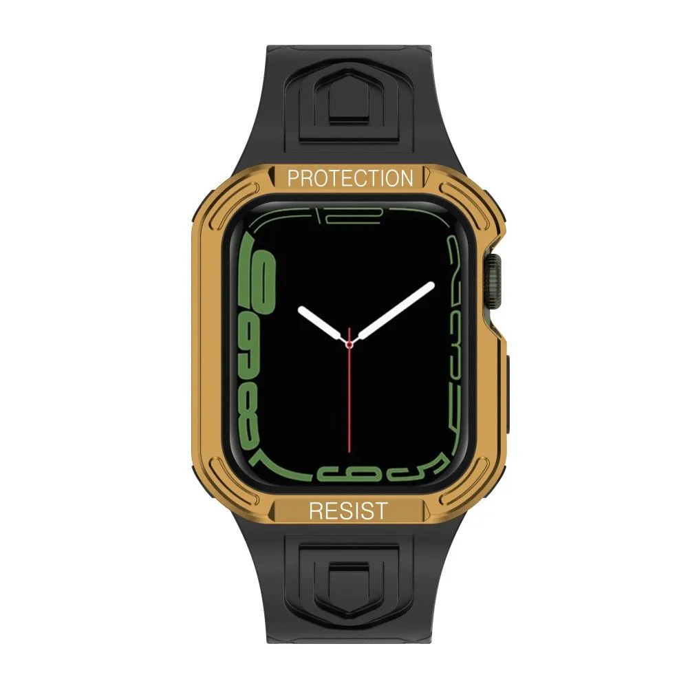 Apple Watch (45mm) color contrast watch strap    protective case - Black / Gold