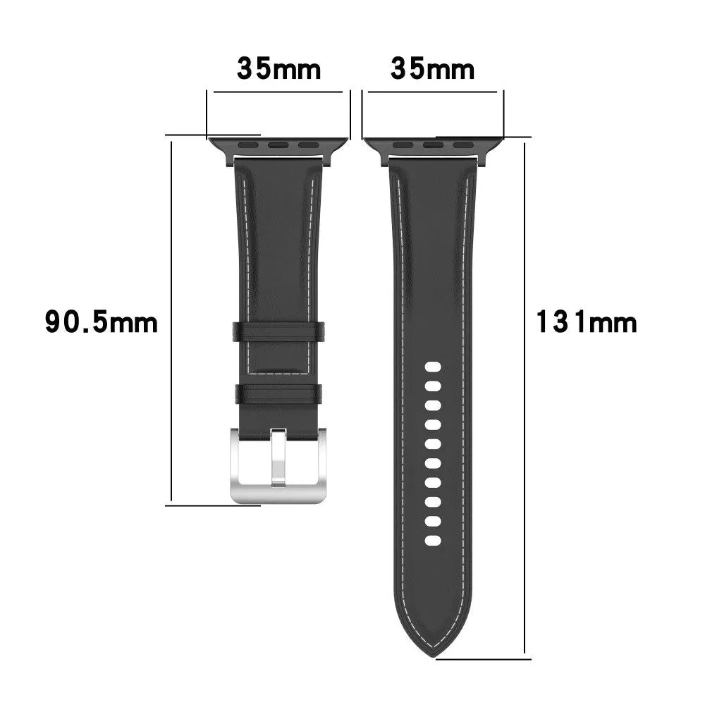 Apple Watch (45mm) genuine cowhide leather watch strap - Red